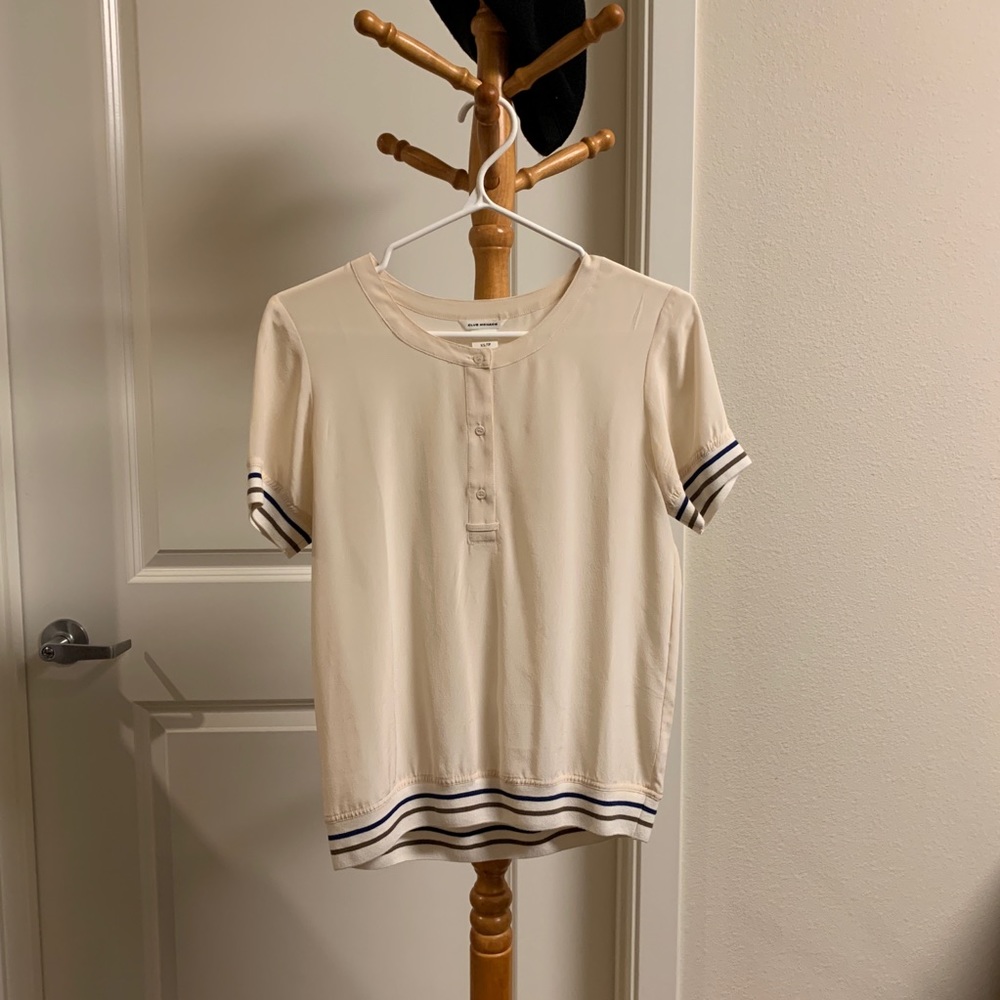 Club Monaco off white silk blouse size XS